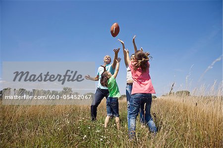 Family Playing Football, Mannheim, Baden-Wurttemberg, Germany