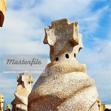 Close-Up of Espanta Bruixes, Casa Mila, Barcelona, Spain