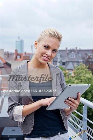 Young woman with ipad
