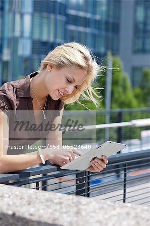 Young woman with ipad