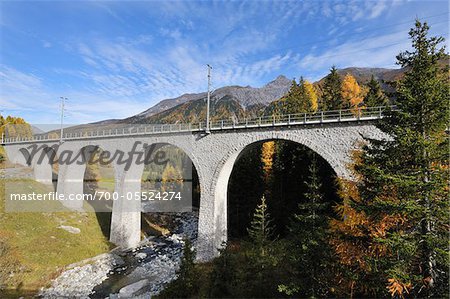 Railroad Viaduct, Engadin, Canton of Graubunden, Switzerland