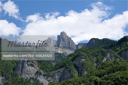 Ansicht der französischen Alpen von Sallanches, Haute-Savoie, Frankreich