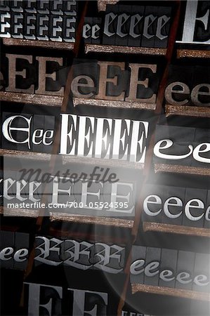 Presses typo pour la lettre e Presses typo pour la lettre e