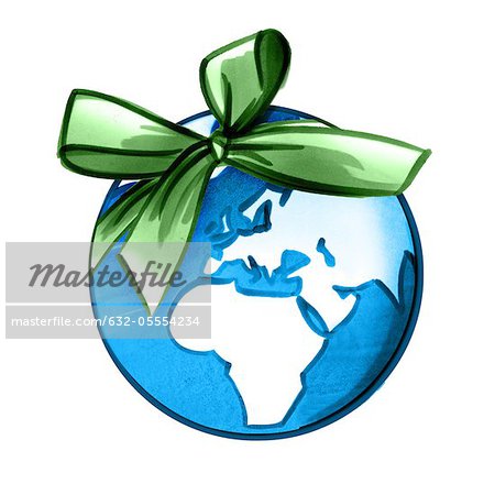 Earth wrapped in ribbon