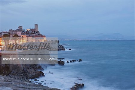 Old Town Antibes with Nice in Distance, Côte d'Azur, France