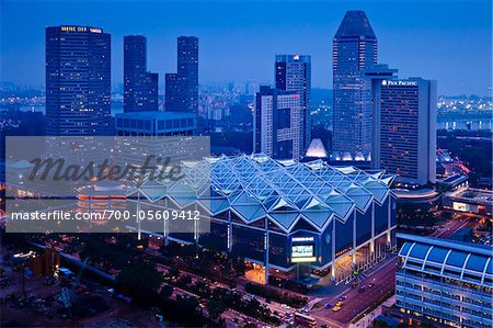 Suntec City bei Nacht, Marina Centre, Singapur