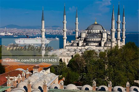 The Blue Mosque and City, Istanbul, Turkey