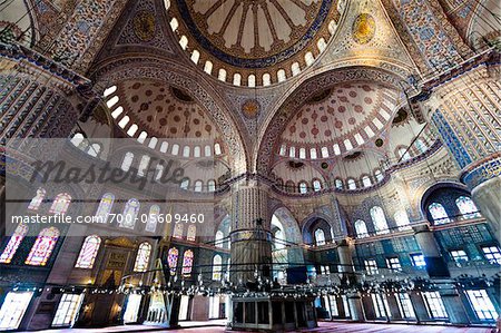 Intérieur de la mosquée bleue, Istanbul, Turquie