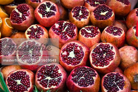 Cut Pomegranates at Food Stand, off Istiklal Caddesi, Beyoglu District, Istanbul, Turkey Cut Pomegranates at Food Stand, off Istiklal Caddesi, Beyoglu District, Istanbul, Turkey