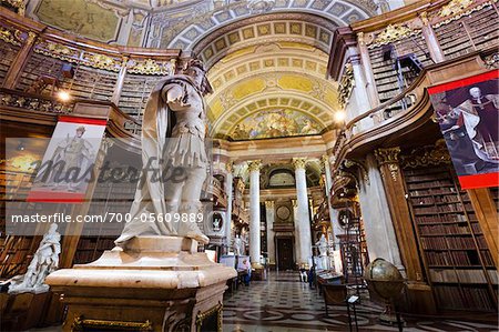Interior of Austrian National Library, Hofburg Palace, Vienna, Austria