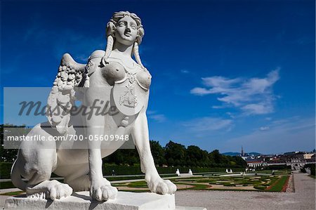Sphinx in Garten, Belvedere Palast, Wien, Österreich