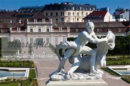 Statue de jardin, le palais du belvédère, Vienne, Autriche