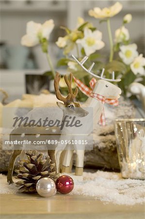 Christmas decoration with deer figurines