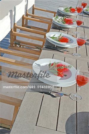 Laid table outdoors