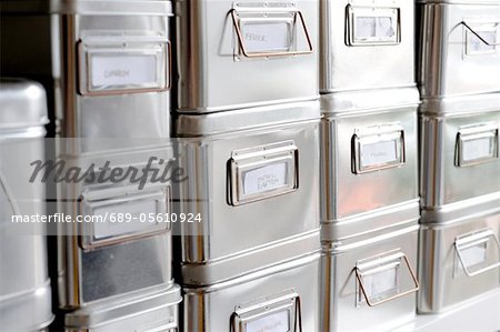 Row of silver boxes