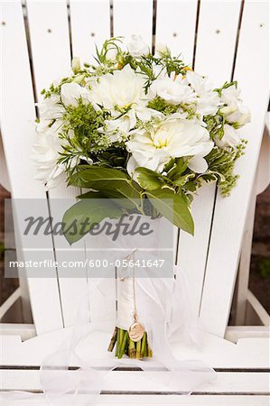 Bridal Bouquet on Muskoka Chair, Muskoka, Ontario, Canada