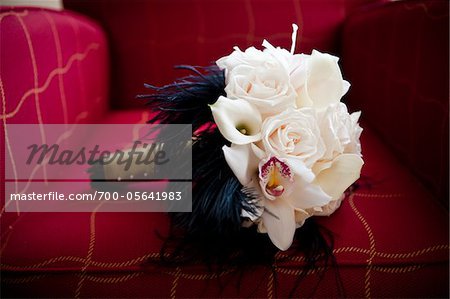 Bouquet of Flowers on Red Chair