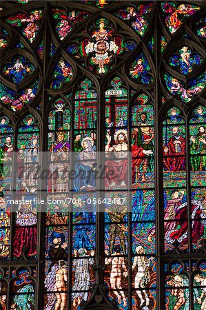Stained Glass Window, St. Vitus Cathedral, Prague Castle, Prague, Czech Republic