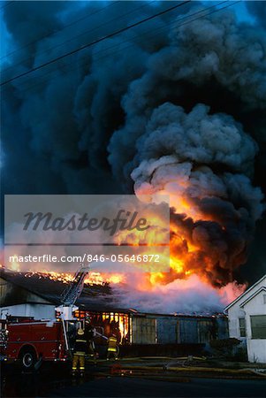 1980s FIRE ENGINE EXTINGUISHING BLAZING FIRE