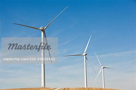 Three wind turbines side by side