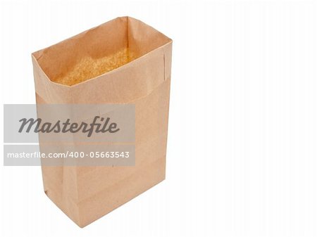 Old-fashied lunch bag on white background