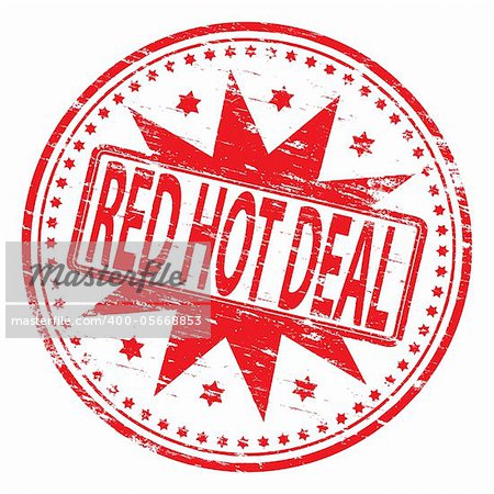 Rubber stamp illustration showing "RED HOT DEAL" text. Also available as a Vector in Adobe illustrator EPS format, compressed in a zip file