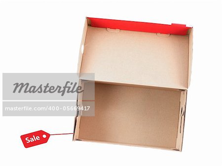An empty shoe box isolated against a white background