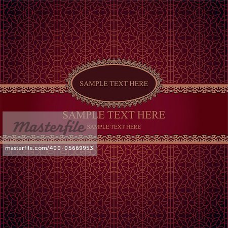 vintage frame on damask lace background