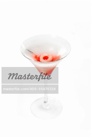 Lychee martini cocktail straight up isolated on white background