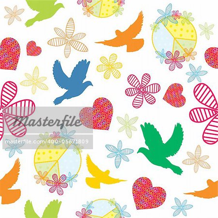 peace, seamless background, vector illustration