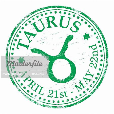 Rubber stamp illustration showing "TAURUS" text and star sign. Also available as a Vector in Adobe illustrator EPS format, compressed in a zip file