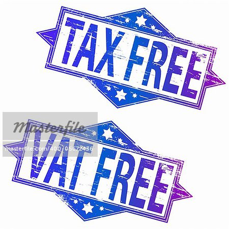 TAX FREE and VAT FREE grunge rubber stamps. Also available as a Vector in Adobe illustrator EPS format, compressed in a zip file