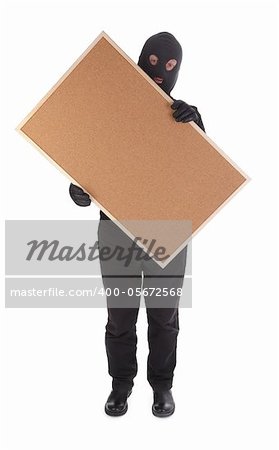 bandit with cork board isolated on white background
