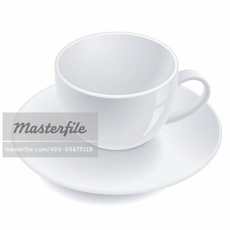 Empty teacup on saucer. Vector illustration