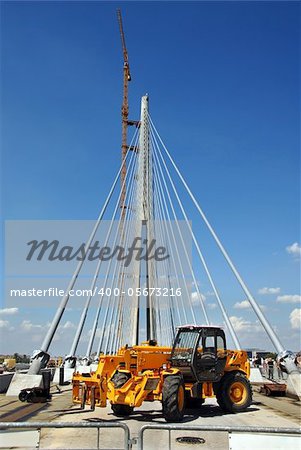 concrete column of new bridge on construction site in Belgrade