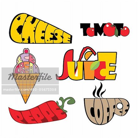 collection of vector symbols, food and drinks