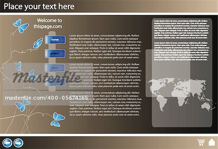 web site design template for company with platinum background and map of the world