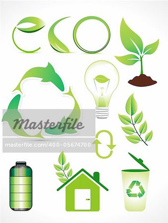 abstract multiple eco elements set vector illustration