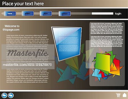 vector 3d web site design template for company with silver background and glossy buttons
