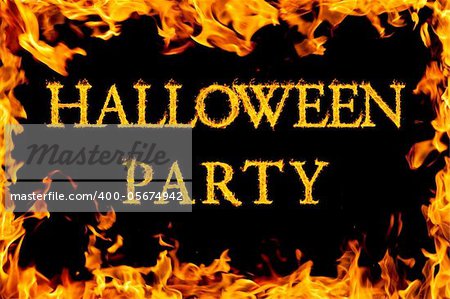 halloween party in fire frame