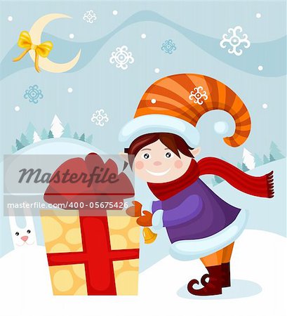 vector illustration of a cute christmas card