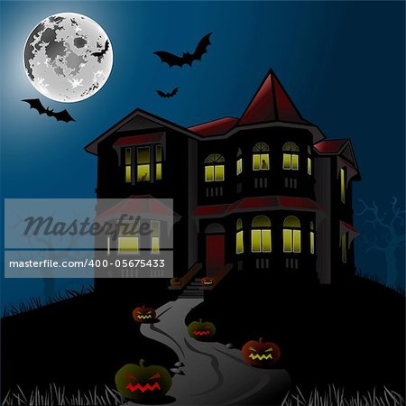 Illustration vector background, Halloween Haunted House