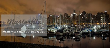 Marina at Stanley Park Vancouver British Columbia Canada at night