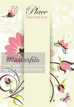 Flower frame with butterfly, element for design, eps10 vector illustration