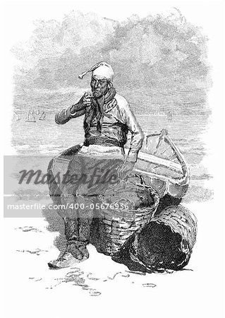 French fisherman from Le Havre. Illustration from Harper's Monthly Magazine, december 1882.