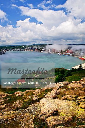 Cityscape of Saint John's from Signal Hill in Newfoundland Canada