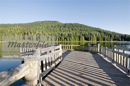 Fishing Pier at Trillium Lake Oregon at Sunrise