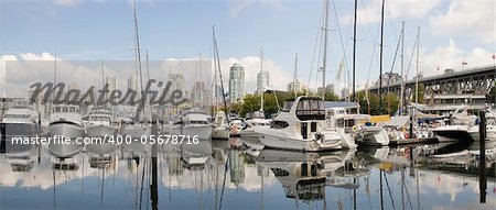 Granville Island Marina in Vancouver BC Canada Panorama