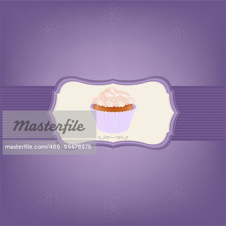 Cupcake With Cream, Vector Illustration