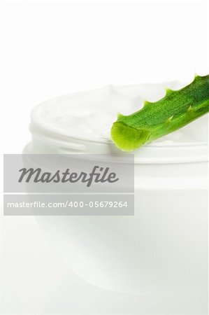 Aloe and face cream, it is isolated on white